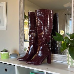 Lulus Burgundy Knee High Boots